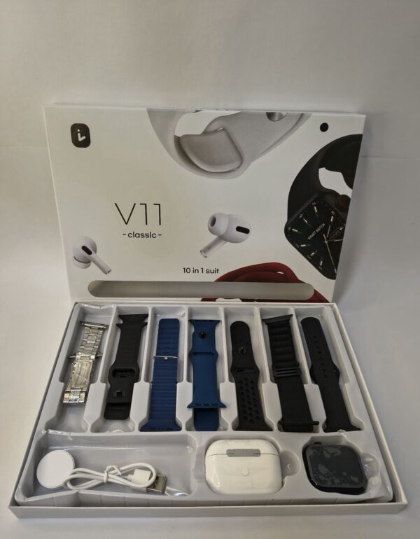 176099Smart Watch V11 Smart Watch V11 – Reloj Inteligente con Audífonos y Carga Inalámbrica
