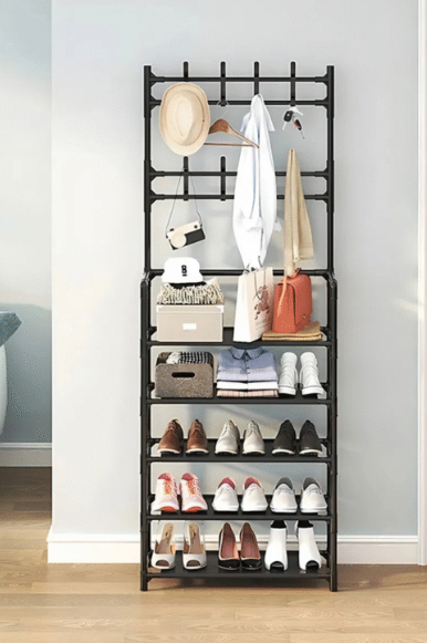 17606PercheroZapatero5Nive032 Perchero Zapatero Metálico con Ganchos – 5 Niveles