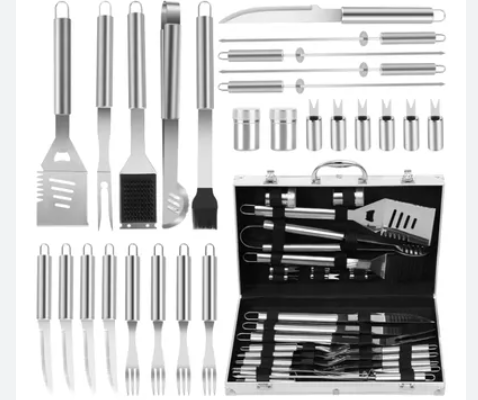 Juego de Cubiertos BBQ Parrillero Profesional en Acero Inoxidable