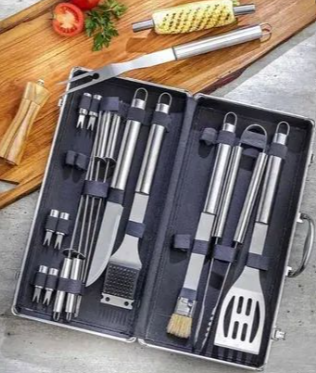 Juego de Cubiertos BBQ Parrillero Profesional en Acero Inoxidable