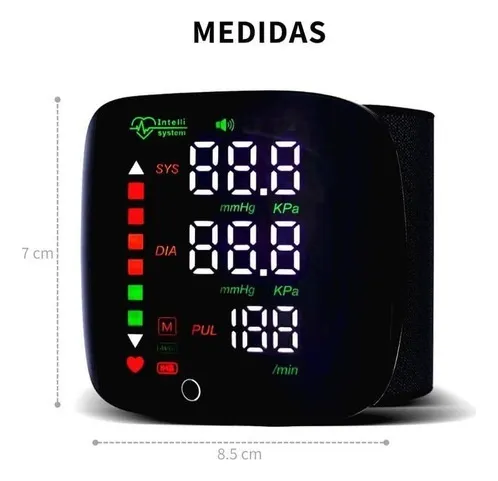 1762Tensiómetro RecargableF Tensiómetro Digital de Muñeca con Voz – Monitor Automático Recargable